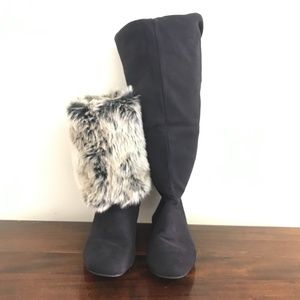 2 in 1 Faux Fur Black Dearfoam Bootie/Boots